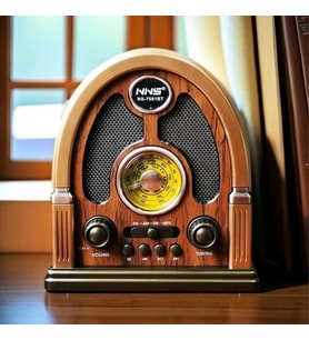 Durukar® Orta Boy Kubbe Model Retro Ahşap Tasarım Bluetooth Hoparlörlü Radyo – FM/AM Destekli, Şarjl