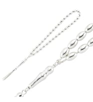 Arpa Kesim 925 Ayar Gümüş Tesbih (Bej)