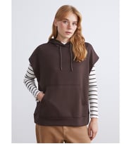 LCW Modest Kahverengi Oversize Kadın Hoodie