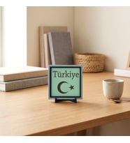 Hilal ve Yıldız Motifli Modern Dekoratif Parça, Ofisiniz İçin Şık ve Sembol Masaüstü Hatırası 10x10