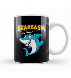 Funny Sharkasm I Love Salad Shark Sarcasm Pun Kupa Bardak Porselen