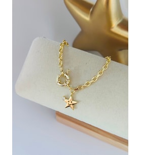 Gülen Yıldız Charm Detaylı Çelik Bileklik
