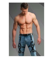 Erkek Deri Bacak Harness, Bacak Aksesuar, Kot Aksesuar, Partywear (Kırmızı)