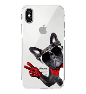 PrintiFy iPhone X ile Uyumlu Köpek 2 Kamera Korumalı Şeffaf Kılıf