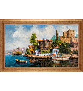 Çerçeveli Paspartulu Manzara Tablo bm1641 (Gold)