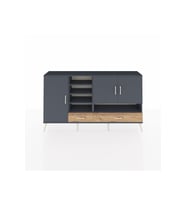 Arges Konsol 8 Raflı 2 Çekmeceli 3 Kapaklı 176x30x99 Antrasit-Antrasit/Çam