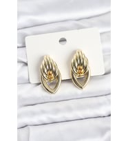 Pirinç Gold Renk Sarmal Damla Model Vintage Kadın Küpe - TJ-BKP11638 TG-V 12894