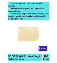 Özel Üretim %100 Saf Doğal Cilt Dostu Yüz Cilt Saç Vücut Kullanımı Bitkisel Keçi Sütü Sabunu 3 Adet