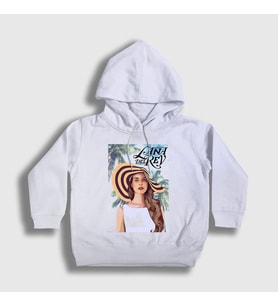 Presmono Unisex Çocuk Beyaz Summertime Lana Del Rey Kapüşonlu Sweatshirt 157002tt