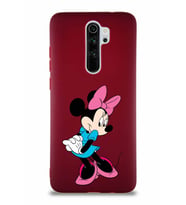 Xiaomi Redmi Note 8 Pro Soft Premier Kapak Minnie Mouse-F Tasarımlı Silikon Kılıf - Mürdüm (Şeffaf)