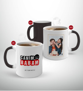 BK Gift Kişiye Özel Babalar Günü Hediyesi Fotoğraflı Sihirli Kupa Bardak-39 (Beyaz)