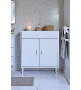 Eliusta Fre 60 cm Çok Amaçlı Dolap 1 Raflı Tek Çekmeceli Banyo Mutfak Dolabı 60x88x32,5 cm Organizer Dolap (Beyaz)