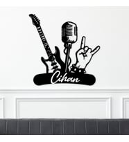 Rock - Müzik Temalı Kişiye Özel Kabartma İsimli Dekoratif Tablo