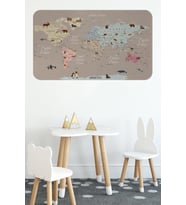 Eğitici Dünya Haritası Dünya Atlası Çocuk Ve Bebek Odası Duvar Sticker -60x105-3817