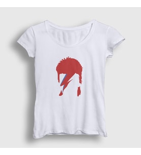 Presmono Kadın Beyaz Lightning Yıldırım David Bowie T-Shirt 302002tt