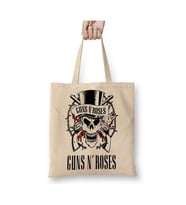 Banda Guns N´ Roses Bez Çanta Uzun Saplı Alışveriş Çantası Plaj Çantası (Beyaz)