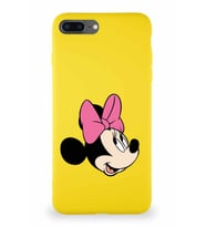 Apple iPhone 7 Plus Soft Premier Kapak Minnie Mouse-A Tasarımlı Silikon Kılıf - Sarı (Şeffaf)