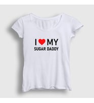 Presmono Kadın Beyaz I Love My Sugar Daddy T-Shirt 427801tt (Beyaz)