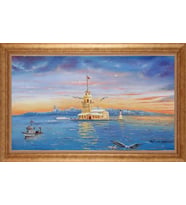 Çerçeveli Paspartulu Manzara Tablo bm1586 (Gold)