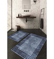 Dijital Baskılı Kaymaz Taban Yıkanabilir 2'li Klozet Takımı Banyo Paspası NDKZ-HY-903 (Mavi)