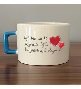 Öyle Biri Var Ki Baskılı Mavi Kulplu C Fincan