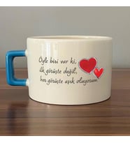 Öyle Biri Var Ki Baskılı Mavi Kulplu C Fincan