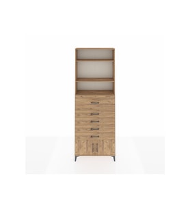 Arges Dolap 3 Raflı 5 Çekmeceli 2 Kapaklı 88x30x243 Çam-Çam