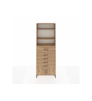 Arges Dolap 3 Raflı 5 Çekmeceli 2 Kapaklı 88x30x243 Çam-Çam