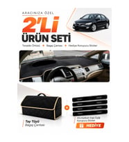 e-biz HONDA CIVIC FD6 (2005-2011) Uyumlu Torpido Örtüsü + Tay Tüyü Bagaj Çantası - Siyah-Bej - HO010