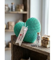 Mumelia Candles Dokulu Kalp - Doğal Soya Blok Dekoratif Mum - Yeşil