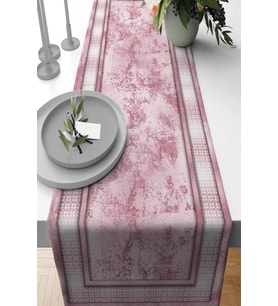 Pembe Çerçeveli Desen Premium Masa Örtüsü Runner RNR400