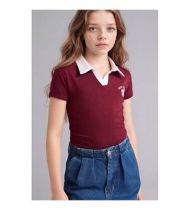 Defacto 26Y801002389 Bordo Kız Çocuk T-Shirt G1001A8/BR115