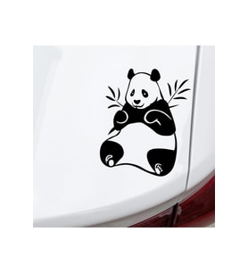 Bambu Yiyen Sevimli Panda Tasarım Oto Sticker Siyah 16*20 Cm