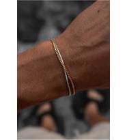 14 K Gold Kaplama 925 Ayar Gümüş Old Money Küp Bileklik (Beyaz)