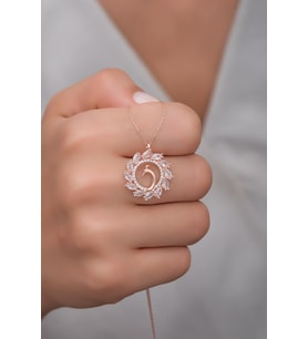925 Ayar Gümüş Rose Zirkon Taşlı Anka Kuşu Kolye