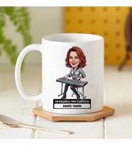 Org Sanatçısı Kadın Karikatürlü Kupa Bardak