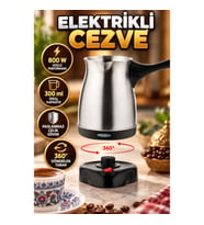 Çelik Kahve Makinesi Cezve 800 Watt 300 ml Paslanmaz Çelik Türk Kahvesi Makinesi