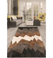 Dijital Kaymaz Taban Yıkanabilir Modern Renkli Salon Halısı Mutfak Halısı Yolluk ND-HT-1238 (Kahverengi)