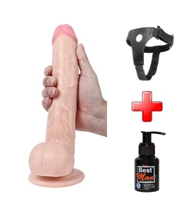 LilituShop 28 cm Belden Bağlamalı Realistik Dildo Penis Set