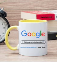 Kişiye Özel Google Tasarım Esprili Sarı Kupa Bardak