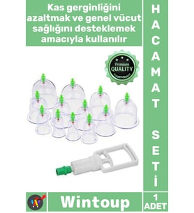 #Hacamat Vakumlu Tıbbi Kaliteli Hijyenik Terapi Pompalı Manuel Klinik Şık 12'li Hacamat Kupası Seti