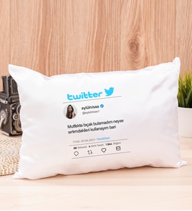 Kişiye Özel Twitter Tasarım Fotoğraflı Dikdörtgen Yastık