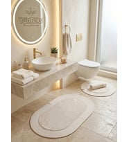 YÜNTEKS Rabbit Soft Hasır Dekoratif Klozet Takımı / Banyo Paspası / Modern / Şık /Lüx / Banyo Halısı