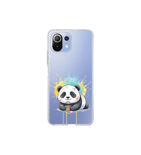 Xiaomi Mi 11 Lite ile Uyumlu Splash Panda Tasarımlı Şeffaf Silikon Kılıf