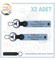 Yol Arkadaşlarına, İsim Plaka ve 0 Rh + Kan Grubu Yazılı Acil Durum x2 Anahtarlık Takımı, Mavi-Laci (Çok Renkli)