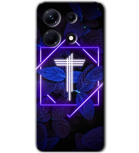İnfinix Note 30 Pro Kılıf HD Desen Baskılı Kılıf - Dark Neon Yaprak T Harfi