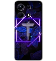 İnfinix Note 30 Pro Kılıf HD Desen Baskılı Kılıf - Dark Neon Yaprak T Harfi