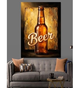 Retro Beer Bira Şişesi Tabelası Dekoratif Kanvas - Mdf Ahşap Tablo