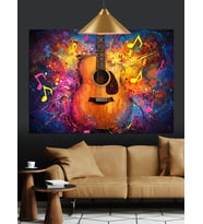 Gitar Müzik Soyut Sanat Dekoratif Kanvas - Mdf Ahşap Tablo