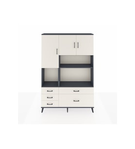 Arges Gardrop 8 Raflı 5 Çekmeceli 3 Kapaklı 132x30x195 Antrasit-Aytaşı